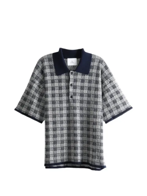 The Elder Statesman check-pattern short-sleeve polo shirt Grey 260474