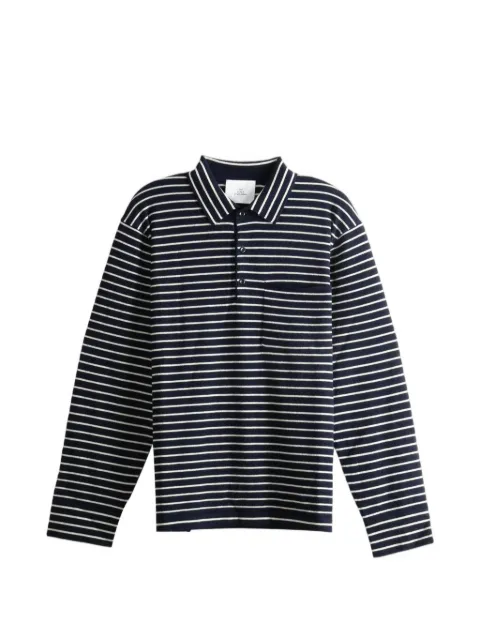The Elder Statesman Superlight striped long-sleeve polo shirt Blue 260332