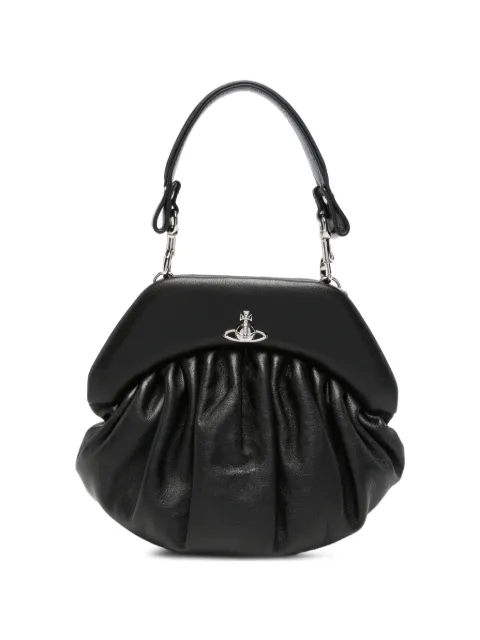 Vivienne Westwood Orb-plaque ruched tote bag Black 49030001WL00BX