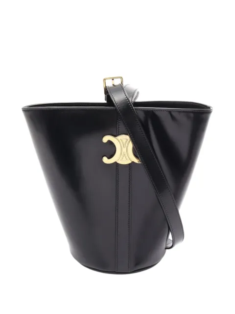 Celine Pre-Owned 2021-2025 Leather Triomphe bucket bag Black TX6DUAIFO1MI9ALO