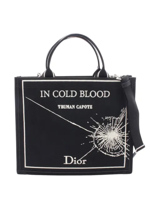 Christian Dior Pre-Owned 2025-2026 Medium Canvas Book Cover Embroidery Book Tote with Strap satchel Black 1NIVVYGP35V8TFOH