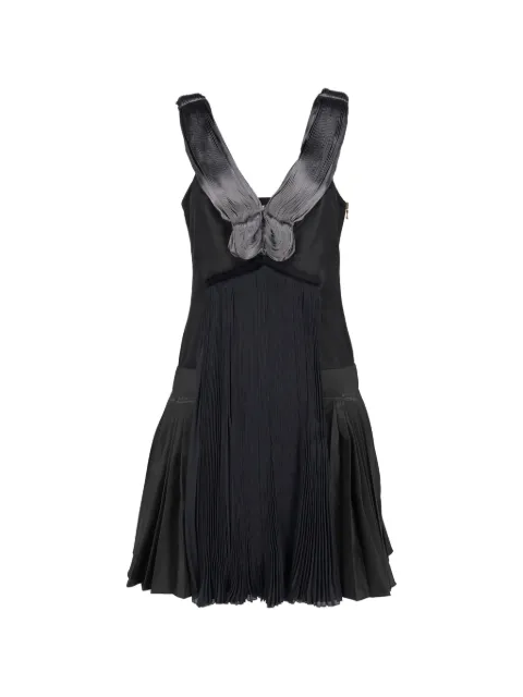 Lanvin Pre-Owned 2007 pleated V-neck mini dress Black B2704268