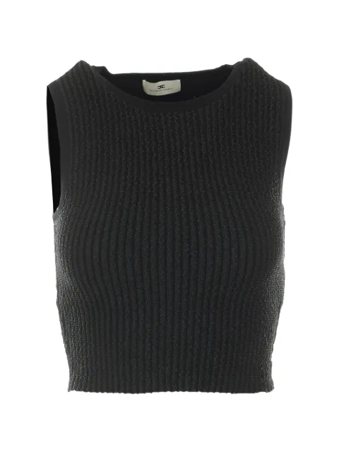 Elisabetta Franchi logo-patch sleeveless top Black TK01S66E2110