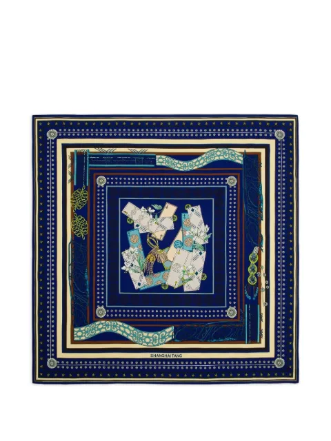 Shanghai Tang A Winning Hand foulard Blue B5WAS107CW
