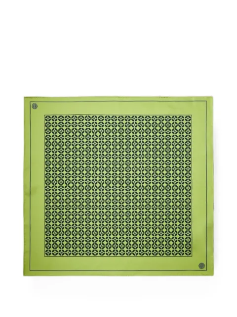 Shanghai Tang geometric-print mulberry silk pocket square Green B5MAS136LK