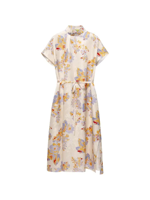 Shanghai Tang floral-print silk midi dress Neutrals B2WRD121AJ