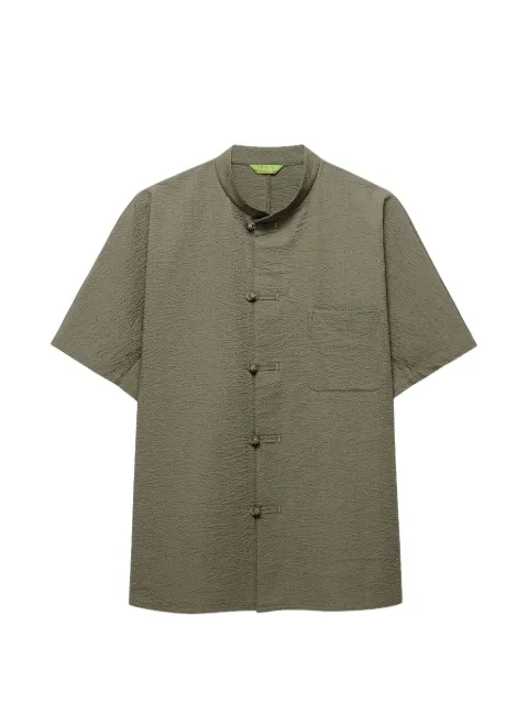Shanghai Tang short-sleeve seersucker shirt Green B2MRB122LK