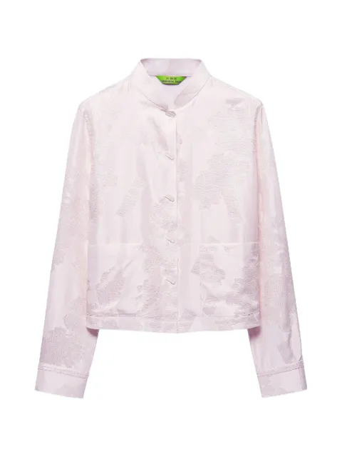 Shanghai Tang Mandarin-collar jacquard blouse Neutrals B2WRB112DE