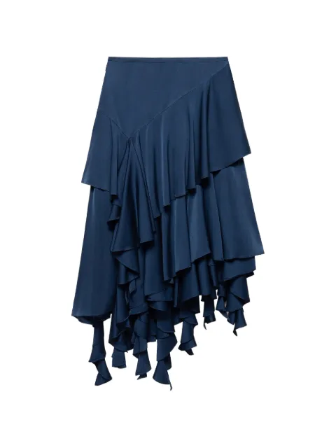 Shanghai Tang asymmetric tiered skirt Blue B2WRS116CW