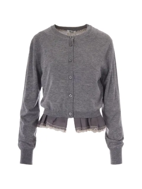 LIU JO lace-trim ruffled cardigan Grey WF6034MA16R