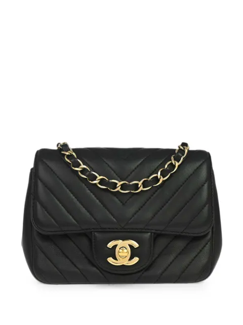 CHANEL Pre-Owned 2017 Chevron Classic mini bag Black 197749