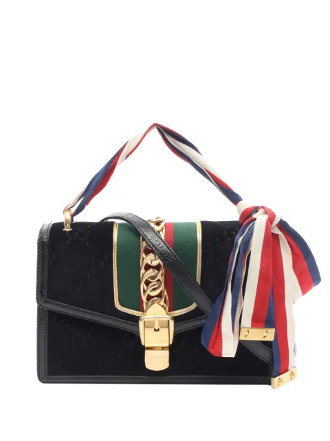 Gucci Pre-Owned 2016-2026 Small GG Velvet Sylvie crossbody bag Black NAUBRBQKU5944P9R
