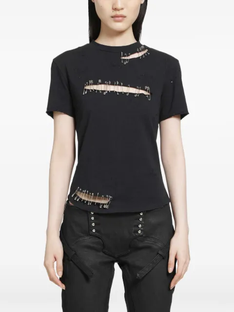 Dilara Findikoglu safety-pin cut-out T-shirt Black DFSS2650