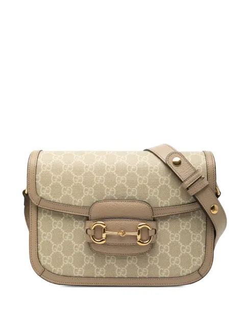 Gucci Pre-Owned 2016-2026 Medium GG Supreme Horsebit 1955 shoulder bag Neutrals UDJS0OWUH52INIT4