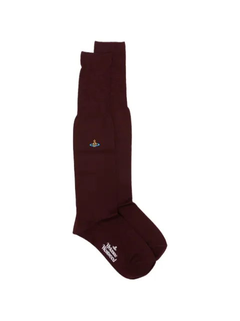 Vivienne Westwood Orb-embroidered logo-print high socks Red 81040002K0025
