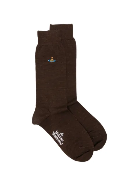 Vivienne Westwood Orb-embroidered logo-print socks Brown 81040001K0025