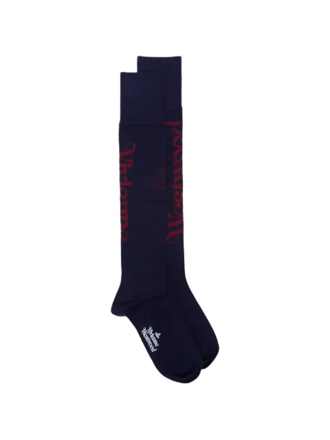Vivienne Westwood Half Logo high socks Blue 81040002K007Q