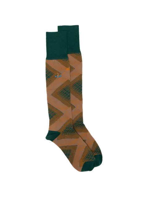 Vivienne Westwood Quadrophenia Orb-embroidered high socks Green 81040002K007N