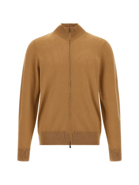 BOSS high-neck zip-up cardigan Brown 50566344