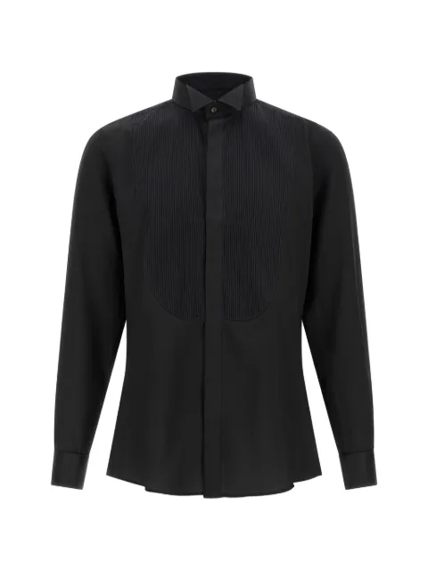 Pal Zileri pleated-plastron tuxedo cotton shirt Black 9DJ70G464US80820