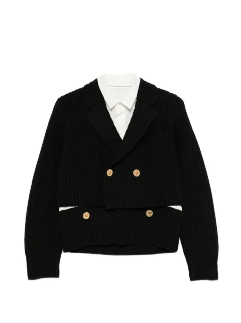 sacai double-breasted ribbed cardigan Black 2608672