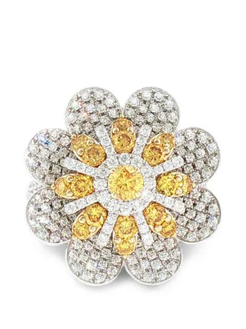 HYT Jewelry flower-shape diamond ring Silver R1482HR
