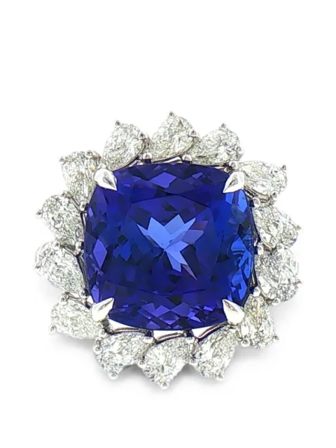 HYT Jewelry tanzanite diamond ring Silver R1464HR