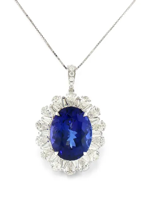 HYT Jewelry tanzanite and diamond necklace Silver P239HR