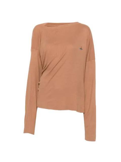 Vivienne Westwood Orb-embroidered long-sleeve T-shirt Brown 3G01003YJ00BO