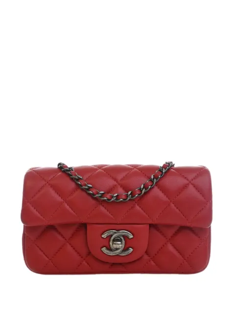 CHANEL Pre-Owned 2014-2015 Extra Mini Rectangular Classic Lambskin Single Flap crossbody bag Red 1IK9SDY2ETC0Z7D0