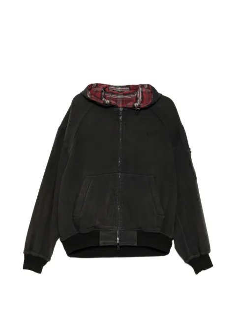 Juun.J checked reversible zip-up hoodie Black JC6839P105
