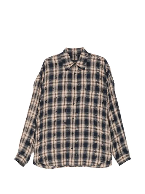 Juun.J distressed check-pattern shirt Blue JC6764P16R