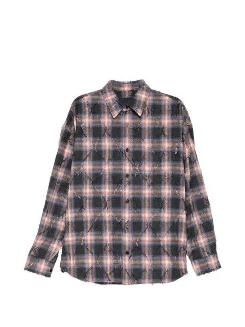 Juun.J argyle check distressed shirt Blue JC6864P01P