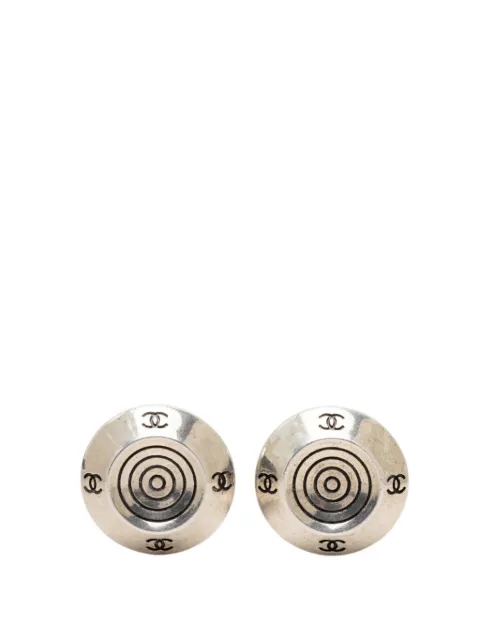 CHANEL Pre-Owned 1999 CC Brass Target Round Clip On Earrings costume earrings Silver YP1JS2TU0IYSQFUE