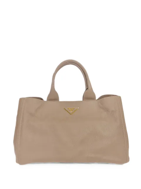 Prada Pre-Owned 2012 Canapa leather tote bag Neutrals 179194