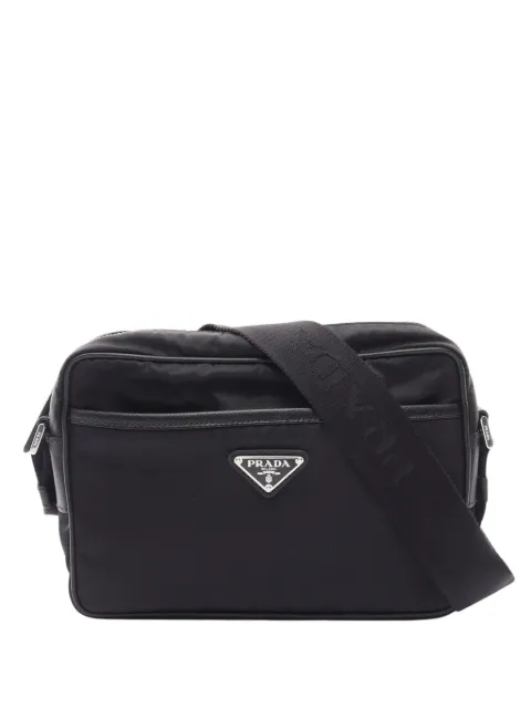 Prada Pre-Owned 2013-2026 Saffiano Trimmed Tessuto Camera Bag crossbody bag Black MTM99QVTVIKZKFWB