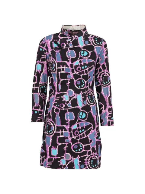 Vintage 60's mini abstract-print dress Black BR17107