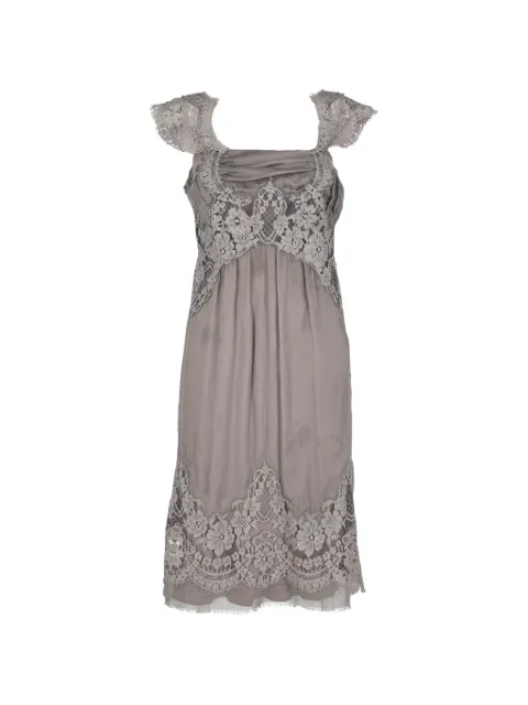 Alberta Ferretti Vintage lace-panelled mid silk dress Grey B2212641