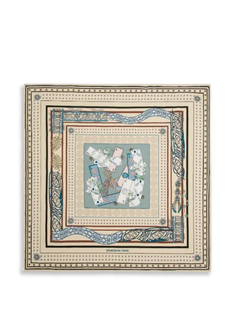 Shanghai Tang A Winning Hand silk foulard Neutrals B5WAS107AJ