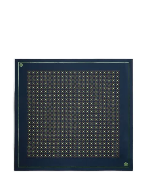 Shanghai Tang geometric-print mulberry silk pocket square Blue B5MAS136AS