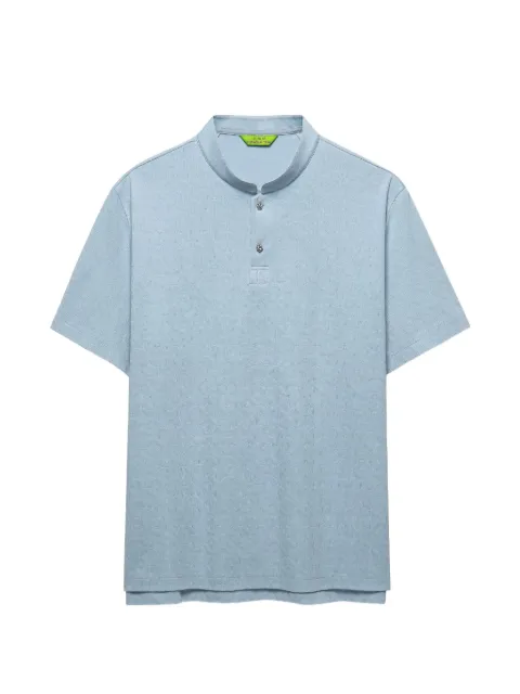 Shanghai Tang Coin jacquard-knit polo shirt Blue B3MRG135PT