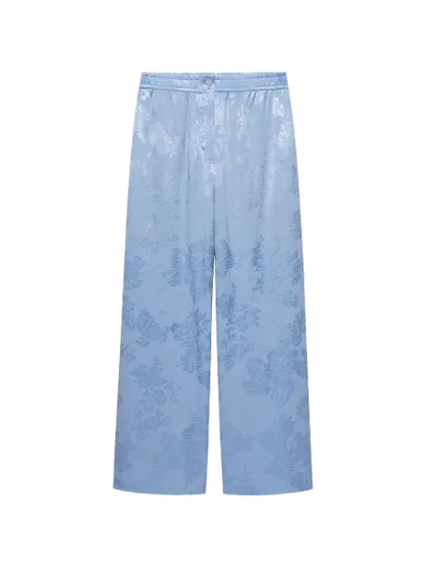 Shanghai Tang floral-jacquard flared trousers Blue B2WRP113CS