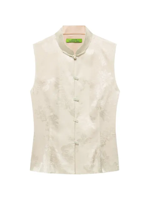 Shanghai Tang Qipao floral-jacquard top Neutrals B2WRJ111AJ