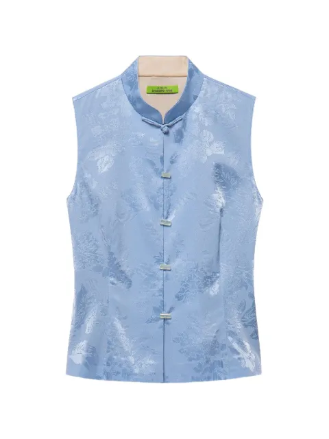 Shanghai Tang Qipao floral-jacquard top Blue B2WRJ111CS