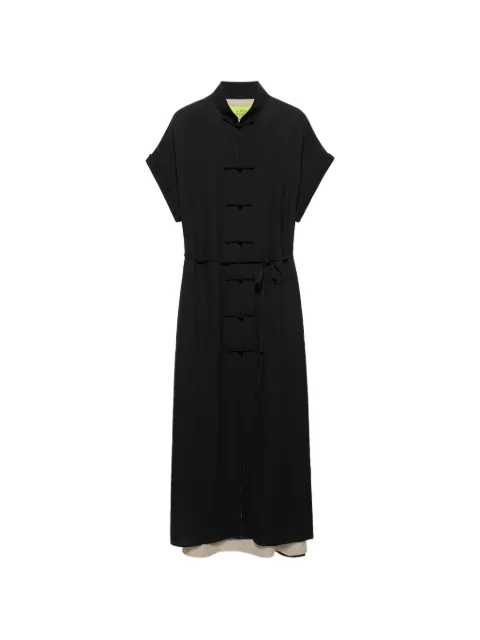 Shanghai Tang silk frog-fastening shirt dress Black B2WRD241GM