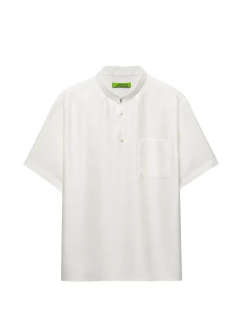 Shanghai Tang herringbone-weave short-sleeved polo shirt White B2MRB124EE