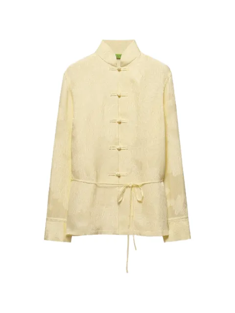 Shanghai Tang patterned-jacquard belted shirt Yellow B2WRB630CD