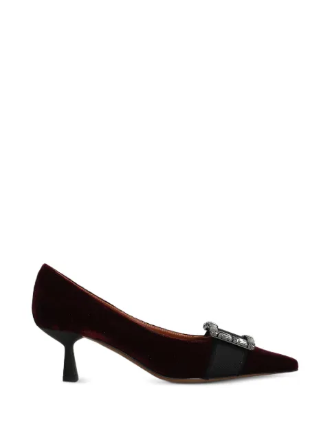 Roberto Festa Decolette crystal-buckle velvet pumps Red AMARIT