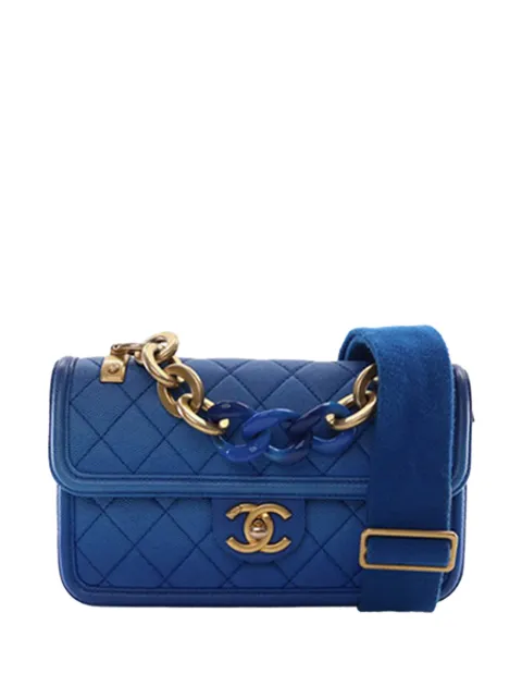 CHANEL Pre-Owned 2018-2019 Small Quilted Caviar Sunset On The Sea Flap satchel Blue JNAB7UA2CARFIX2W