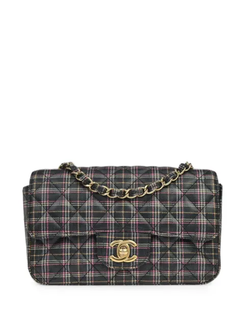 CHANEL Pre-Owned 2019 plaid-print Flap shoulder bag Black 179207